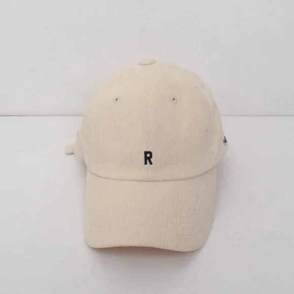 NWOT Korean Brand DEEPNY Corduroy Cap with Embroidered R in Ivory - Picture 10 of 15